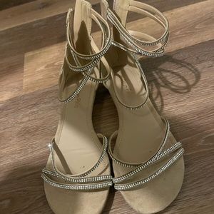 Tan rhinestone sandals
